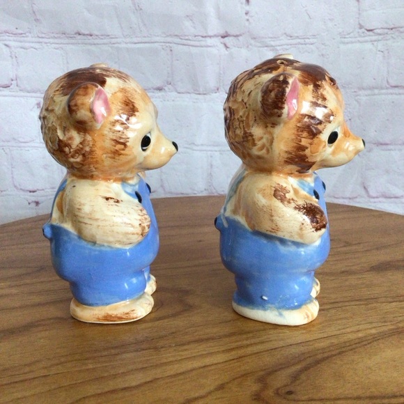 Vintage Hand Painted Bears Ceramic Salt and Pepper Shaker Pair - Japan - Picture 2 of 6